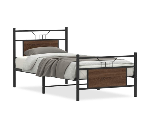 Estructura de cama sin colchón madera marrón roble 75x190 cm