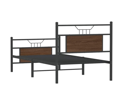 Estructura de cama sin colchón madera marrón roble 75x190 cm