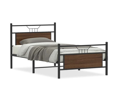 Estructura de cama sin colchón madera marrón roble 100x190 cm