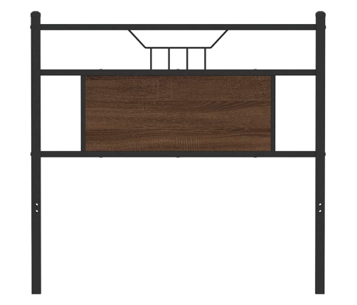 Cabecero de madera de ingeniería y acero marrón roble 90 cm