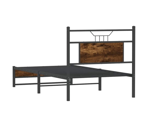 Estructura cama sin colchón madera roble ahumado 75x190 cm