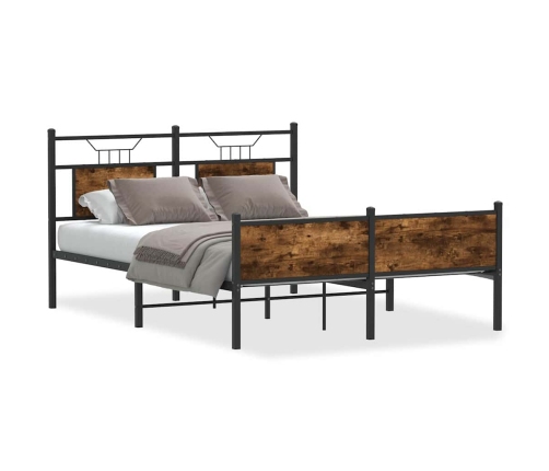 Estructura de cama sin colchón madera roble ahumado 140x190 cm