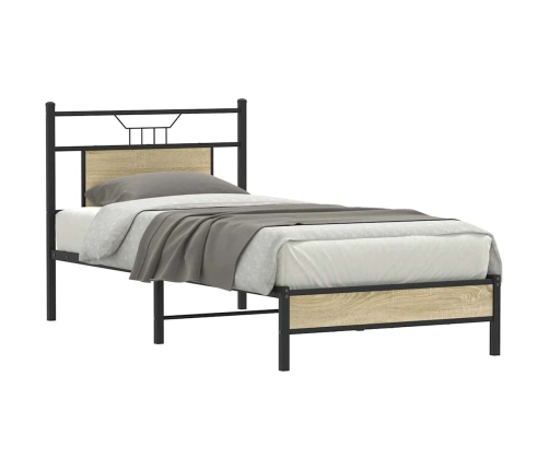 Estructura de cama sin colchón madera roble Sonoma 75x190 cm