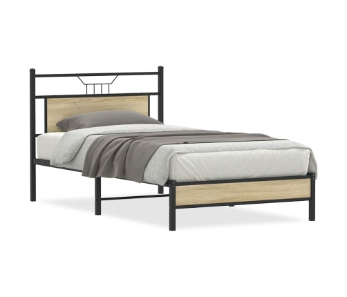 Estructura de cama sin colchón 107x203 cm madera roble Sonoma