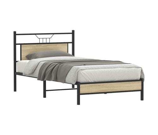 Estructura de cama sin colchón 107x203 cm madera roble Sonoma