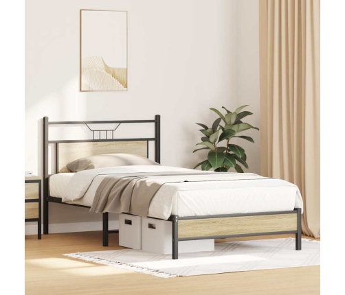 Estructura de cama sin colchón 107x203 cm madera roble Sonoma