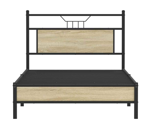 Estructura de cama sin colchón 107x203 cm madera roble Sonoma