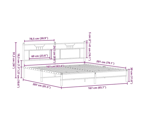 Estructura de cama madera de ingeniería roble Sonoma 160x200 cm