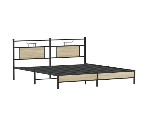 Estructura de cama sin colchón 183x203 cm madera roble Sonoma