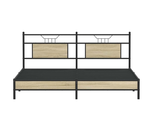 Estructura de cama sin colchón 183x203 cm madera roble Sonoma