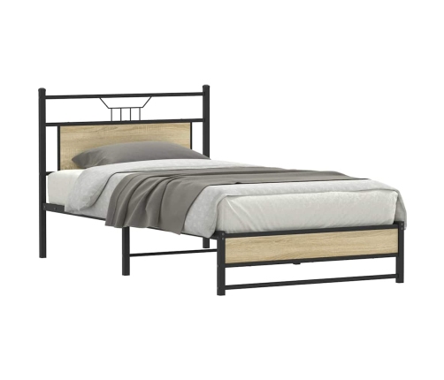 Estructura de cama sin colchón 107x203 cm madera roble Sonoma