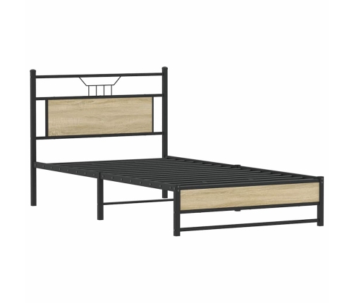 Estructura de cama sin colchón 107x203 cm madera roble Sonoma