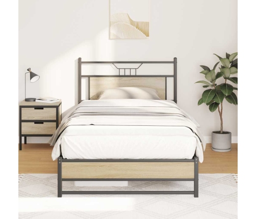 Estructura de cama sin colchón 107x203 cm madera roble Sonoma