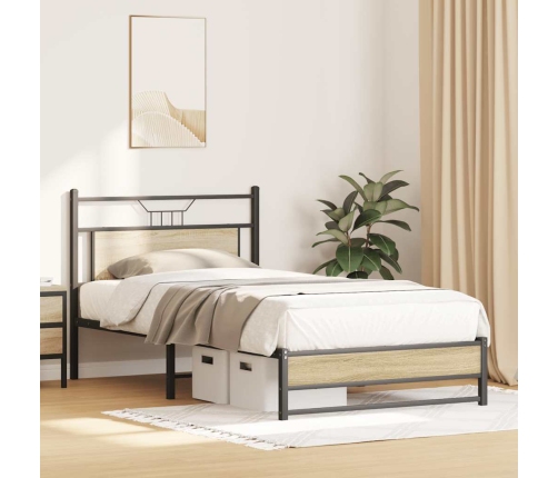 Estructura de cama sin colchón 107x203 cm madera roble Sonoma