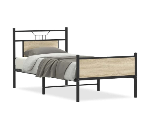 Estructura de cama sin colchón madera roble Sonoma 75x190 cm