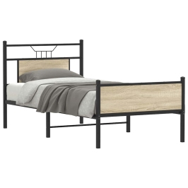 Estructura de cama sin colchón madera roble Sonoma 75x190 cm