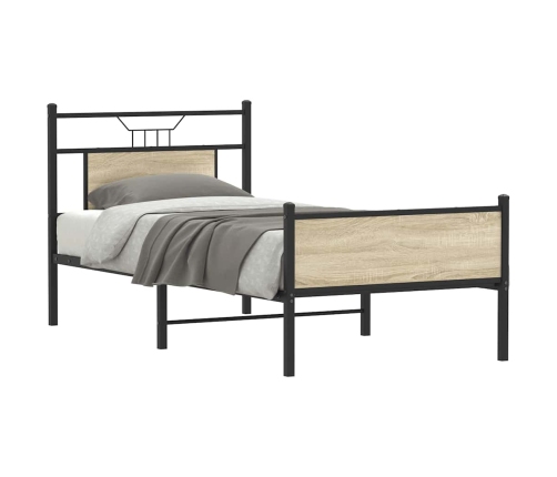 Estructura de cama sin colchón madera roble Sonoma 75x190 cm