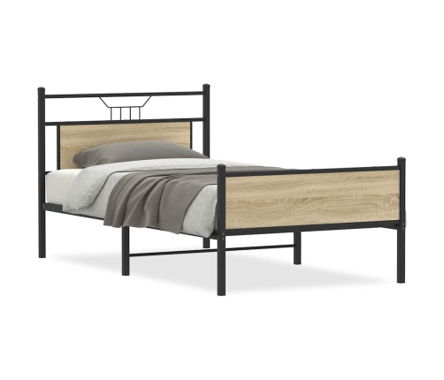 Estructura de cama sin colchón madera roble Sonoma 100x190 cm