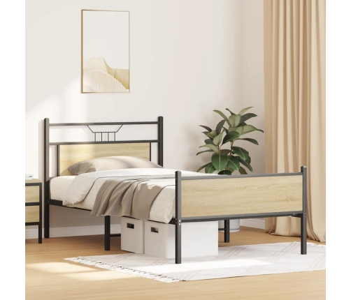 Estructura de cama sin colchón madera roble Sonoma 100x190 cm