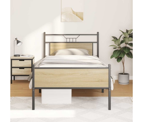 Estructura de cama sin colchón 107x203 cm madera roble Sonoma