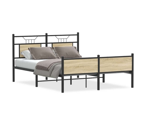 Estructura de cama sin colchón madera roble Sonoma 137x190 cm