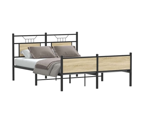 Estructura de cama sin colchón madera roble Sonoma 137x190 cm