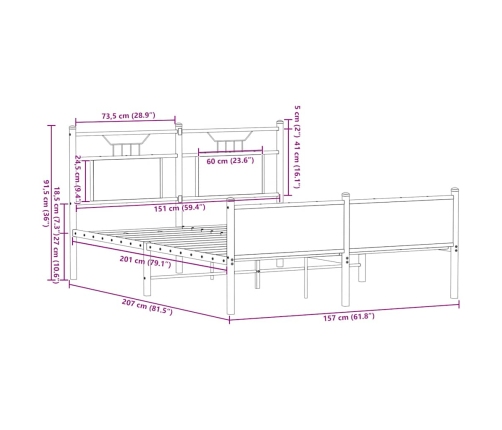 Estructura de cama sin colchón madera roble Sonoma 150x200 cm