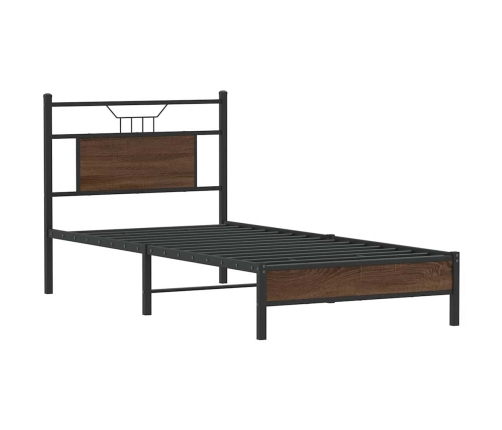 Estructura de cama sin colchón madera marrón roble 75x190 cm