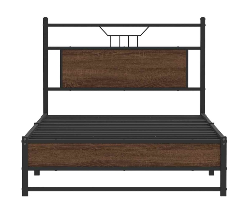 Estructura de cama sin colchón madera marrón roble 100x190 cm