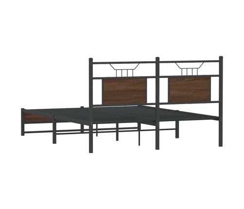 Estructura de cama sin colchón madera marrón roble 137x190 cm