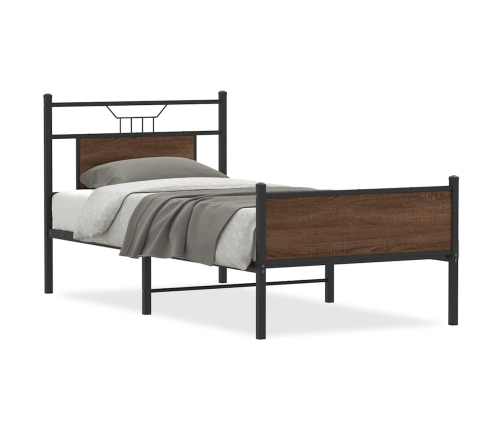 Estructura de cama sin colchón madera marrón roble 75x190 cm