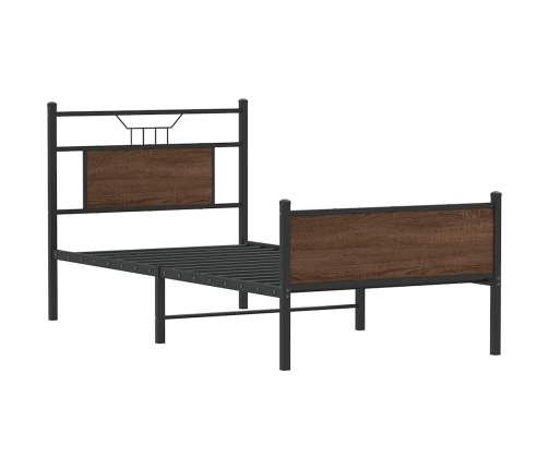 Estructura de cama sin colchón madera marrón roble 75x190 cm