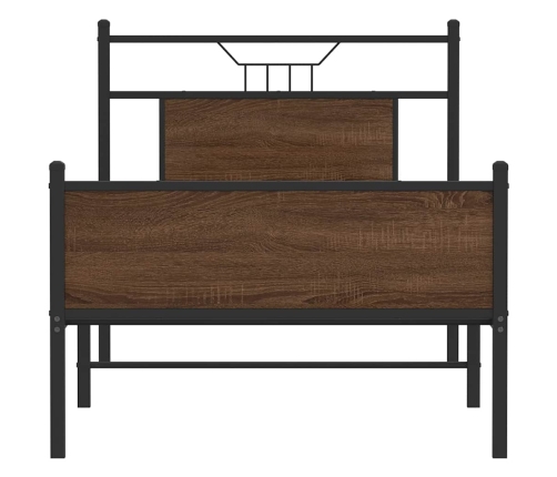 Estructura de cama sin colchón madera marrón roble 75x190 cm