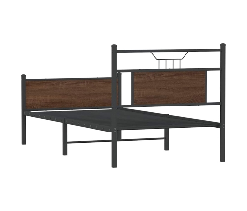 Estructura de cama sin colchón madera marrón roble 75x190 cm