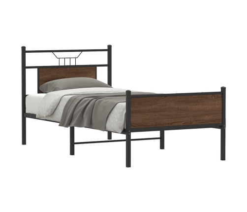 Estructura de cama sin colchón madera marrón roble 75x190 cm