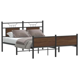 Estructura de cama sin colchón madera marrón roble 137x190 cm