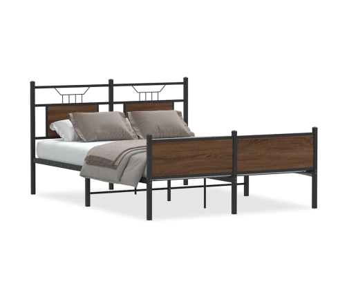 Estructura de cama sin colchón madera marrón roble 140x190 cm