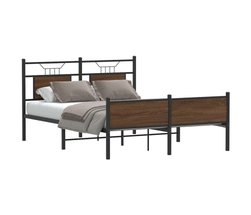 Estructura de cama sin colchón madera marrón roble 140x190 cm