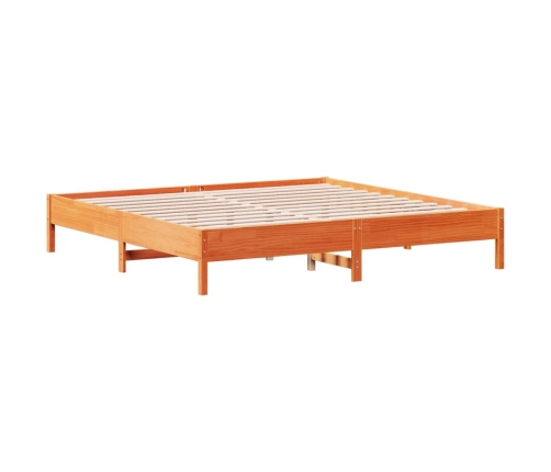 Cama sin colchón madera maciza de pino marrón cera 160x200 cm