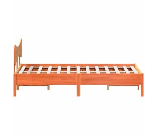 Cama sin colchón madera maciza de pino marrón cera 160x200 cm