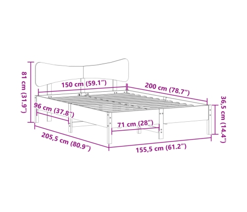 Estructura de cama sin colchón madera de pino blanco 150x200 cm