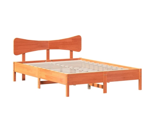 Cama sin colchón madera maciza pino marrón cera 150x200 cm