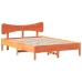 Cama sin colchón madera maciza pino marrón cera 150x200 cm