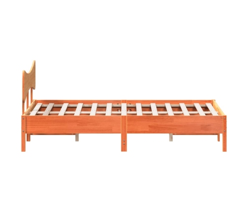 Cama sin colchón madera maciza pino marrón cera 150x200 cm