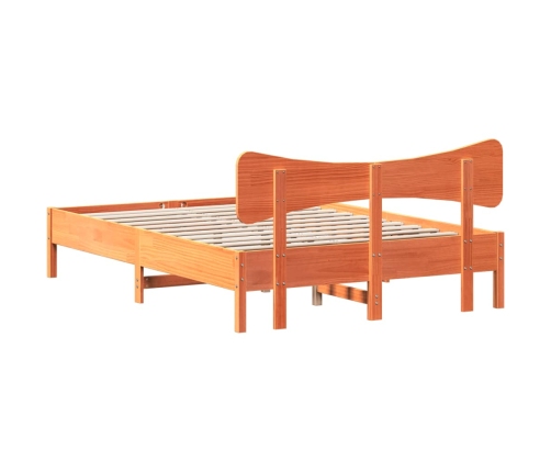 Cama sin colchón madera maciza pino marrón cera 150x200 cm