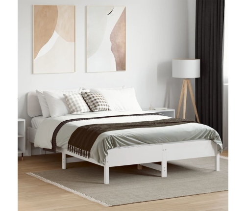 Estructura de cama sin colchón madera de pino blanca 140x190 cm