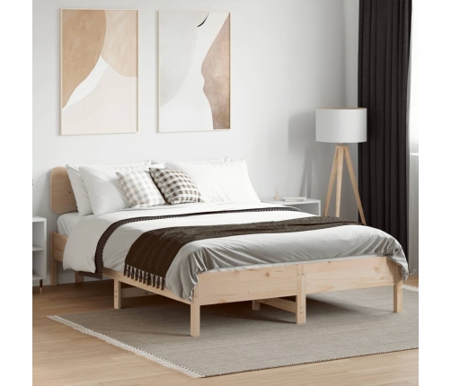 Estructura de cama sin colchón madera maciza de pino 135x190 cm