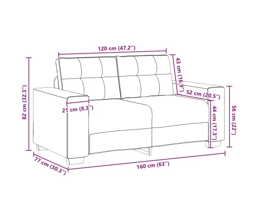 Sofá Loveseat gris oscuro 120 cm de tela