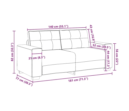 Sofá Loveseat de tela negra de 140 cm