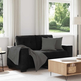 Sofá Loveseat Terciopelo Negro 120 cm